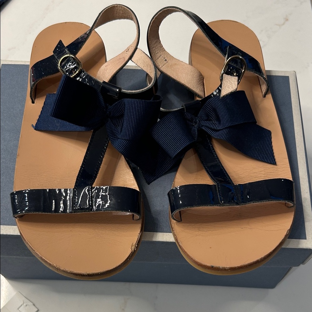 Jacadi Navy Blue Kids Sandals with Bow - Picture 3 of 12